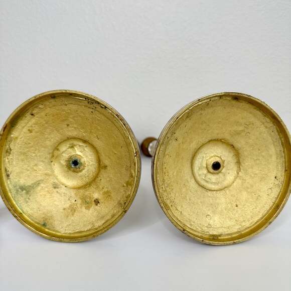 Mid Century Crystal & Gilt Bronze Candle Holders - Picture 5 of 8